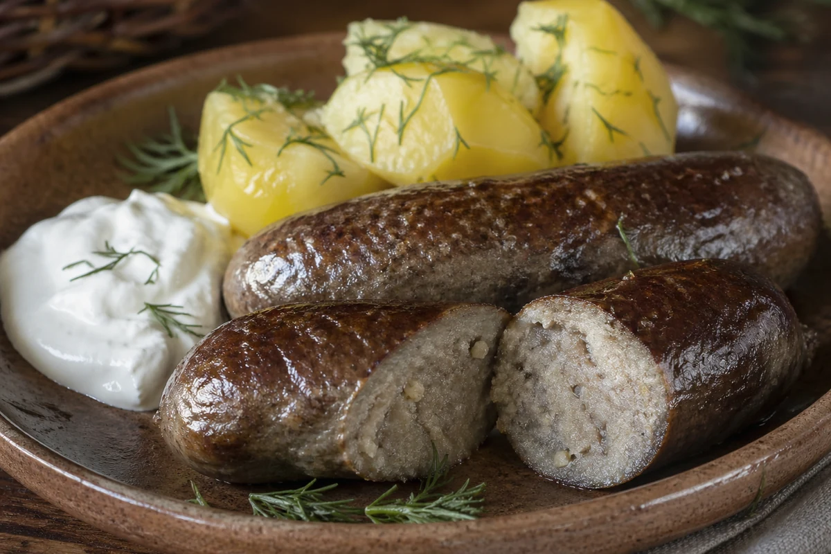 Vėdarai - Žemaitijan potato sausages - grated potato baked in pork casings