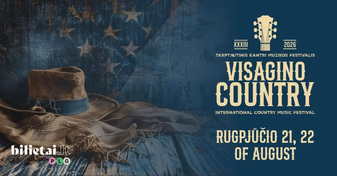 Visagino Country 2026 festival artwork with dates 21 and 22 August